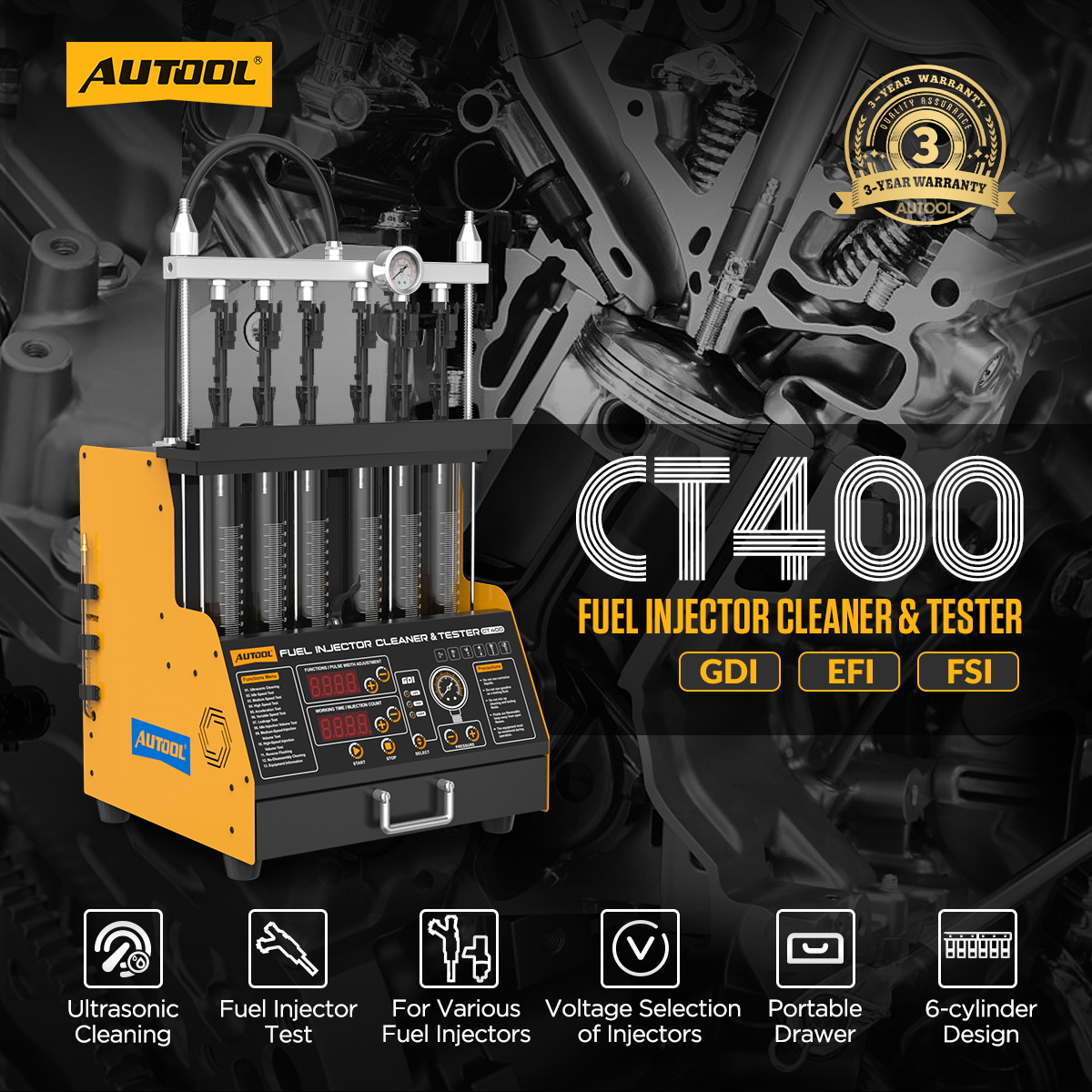 AUTOOL CT400 Car GDI EFI FEI F - огляд і ціна Fuel Injector Tester